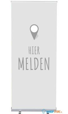 Syna Roll-Banner Budget 85 Complete Set hier Melden Grijs Nederlands - RBB085LSFI350