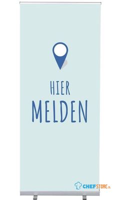 Syna Roll-Banner Budget 85 Complete Set hier Melden Blauw Nederlands - RBB085LSFI354