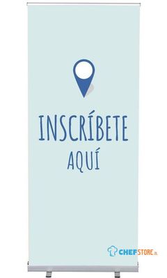 Syna Roll-Banner Budget 85 Complete Set hier Melden Blauw Spaans - RBB085LSFI356