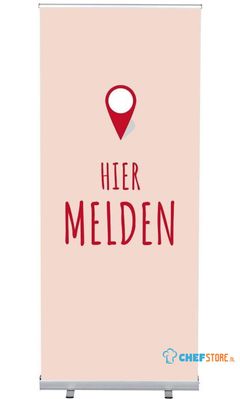 Syna Roll-Banner Budget 85 Complete Set hier Melden Rood Nederlands - RBB085LSFI358