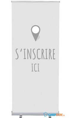 Syna Roll-Banner Budget 85 Complete Set hier Melden Grijs Frans - RBB085LSFI560