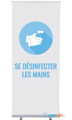 Syna Roll-Banner Budget 85 Complete Set Handen Desinfecteren Wit Frans - RBB085LSFI614