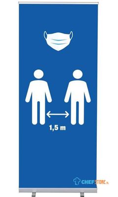 Syna Roll-Banner Budget 85 Complete Set Mondkapje en 1,5 Meter Afstand Blauw - RBB085LSFI619