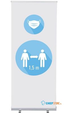 Syna Roll-Banner Budget 85 Complete Set Mondkapje en 1,5 Meter Afstand Wit - RBB085LSFI620