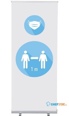 Syna Roll-Banner Budget 85 Complete Set Mondkapje en 1 Meter Afstand Wit - RBB085LSFI622