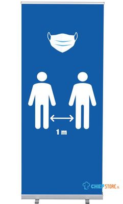 Syna Roll-Banner Budget 85 Complete Set Mondkapje en 1 Meter Afstand Blauw - RBB085LSFI621