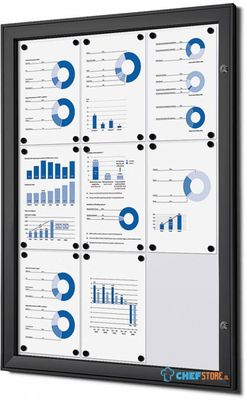Syna Vergrendelbaar Notitiebord Indoor Zwart 9x A4 - SCS9XA4C9005