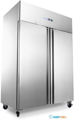 Maxima Koelkast - 800 L - 6 Verstelbare Roosters - op Wielen - Roestvast Staal - 09400040