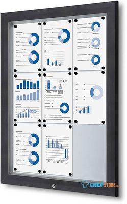 Syna Vergrendelbaar Notitiebord Outdoor 9x A4 RAL 7016 - SCT9XA4PHC7016JS