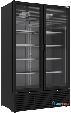 Diamond Positieve Gekoelde Vitrine 1142 Liter, 2 Schuifdeuren - ZWART - DRP12-2B