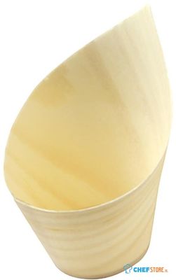 Sier Disposables Beker Hout "schuin" 5cl. (FSC®) ø32 X H75/35mm (doos 50) - HZ704