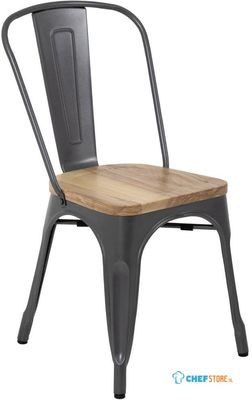 Bolero Stalen Stoelen met Houten Zitting Grijs (4 Stuks) - Bolero GG708