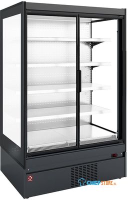 Diamond SCM20-B4 Gekoeld wandmeubel, glazen zijkanten, zelfbediening, klapdeuren - BLACK/WHITE