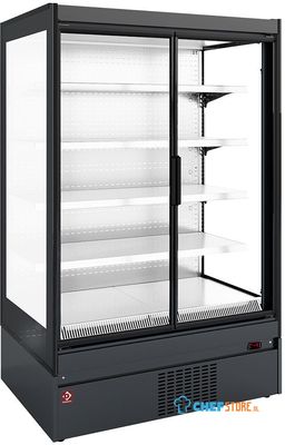 Diamond SCM26-B4 Gekoeld wandmeubel, glazen zijkanten, zelfbediening, klapdeuren - BLACK/WHITE