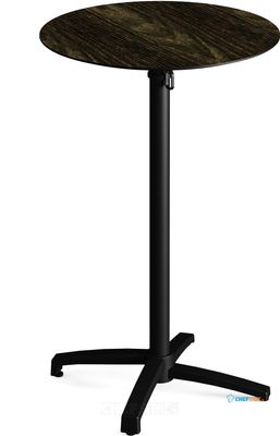 Feros 111031470 X Cross - Bartafel onderstel zwart + Riverwashed Wood HPL Tafelblad Ø70 cm