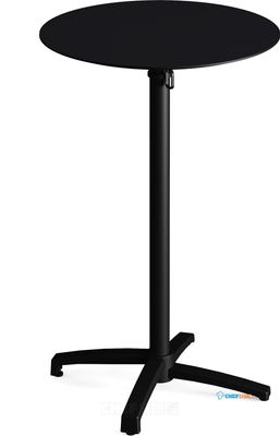 Feros 111031070 X Cross - Bartafel onderstel zwart + Zwart HPL Tafelblad Ø70 cm