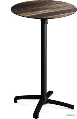Feros 111031270 X Cross - Bartafel onderstel zwart + Tropical Wood HPL Tafelblad Ø70 cm