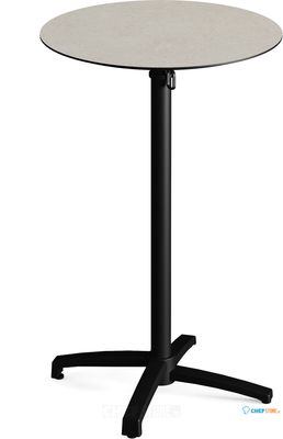 Feros 111031870 X Cross - Bartafel onderstel zwart + Sand stone HPL Tafelblad Ø70 cm