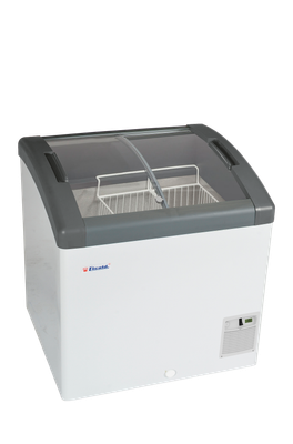 DIEPVRIESKOFFER met GEBOGEN GLAZEN GLIJDEKSELS - ELCOLD FOCUS 73 GREY