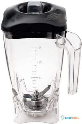 Diamond Vierkante Lexan beker 2 liters met deksel en mes (2 bladen) | BAB-LXQ