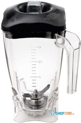Diamond Vierkante Lexan beker 2 liters met deksel en mes (2 bladen) | BAB-LXQ
