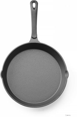 Gietijzeren Skillet, HENDI, Zwart, Diameter 25 cm - Hoogte 4 cm - 629338