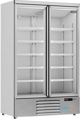 Display koelkast | 2 glasdeuren | 1000 L | zilver | Combisteel | 7455.2200