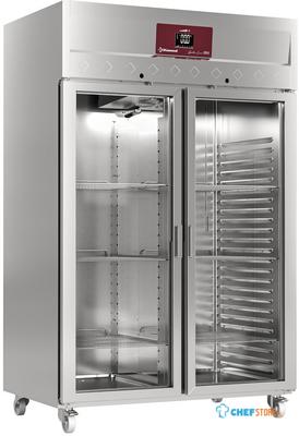 Koelkast Geforceerd 1400 Liter - 2 Glazen Deuren GN 2/1 - Op Wielen - Diamond ID140/R9G