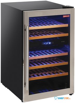 Diamond Wijnkast Vitrine, Geventileerd, Roestvaststalen Deur, 140 Lt., 2 T°, - ZWART - WCB/16-T2 1