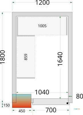 Koelcelpanelen met 80 mm Isolatie - zonder Vloer - CR 120X180X212 NF