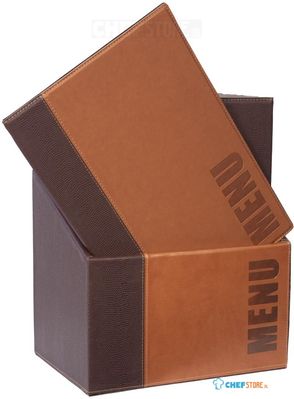 Securit Trendy Menumappen Set met Houten Kist A4 Bruin (20 Stuks) - U268