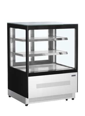 TEFCOLD Koelvitrinecounter met Plat Glazen Front en Bovenblad - LPD900F/BLACK