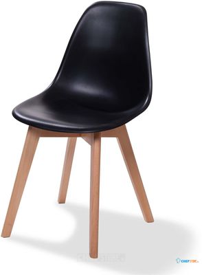 Essentials Keeve Stoel Zwart, Berkenhouten Frame en Kunststof Zitting, 47x53x83cm (LxBxH), 505F01SB 1