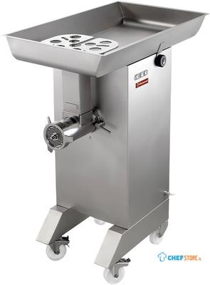 Diamond Hakmolen in R.V.S. N° 32, Ø 4.5 mm, 700 kg/h, op wielen | TTGD-32/CB-N 1