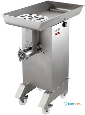Diamond Hakmolen in R.V.S. N° 32, Ø 4.5 mm, 700 kg/h, op wielen | TTGD-32/CB-N 1