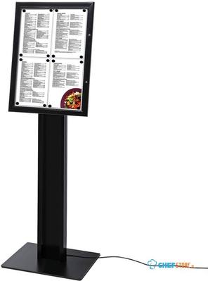 Syna Menustandaard LED Verlicht Zwart 4x A4 - SCZNPOLE4XA4C9005LED