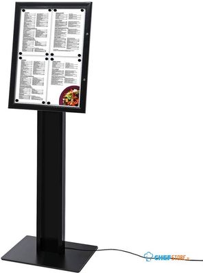 Syna Menustandaard LED Verlicht Zwart 4x A4 - SCZNPOLE4XA4C9005LED