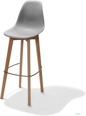 Essentials Keeve Barkruk Grijs, Berkenhouten Frame en Kunststof Zitting, 53x47x119cm (LxBxH), 506F01SG