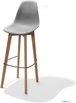 Essentials Keeve Barkruk Grijs, Berkenhouten Frame en Kunststof Zitting, 53x47x119cm (LxBxH), 506F01SG 1