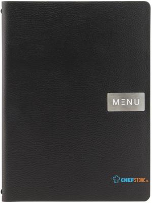 Securit Leder - A4 Ruwe Menuboekomslag In Zwart - CU925