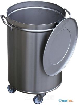 Gastro M RVS afvalemmer op wielen met deksel 100ltr |  GN146