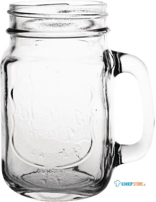 Olympia Mason Jar Drinkglazen Met Tekst 450ml (12 Stuks), Olympia CM698