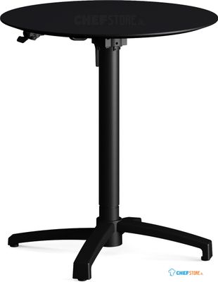 Feros 110101070 X Cross - In hoogte verstelbaar zwart tafelonderstel + Zwart HPL Tafelblad Ø70 cm