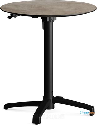 Feros 110101370 X Cross - In hoogte verstelbaar zwart tafelonderstel + Moonstone HPL Tafelblad Ø70 cm