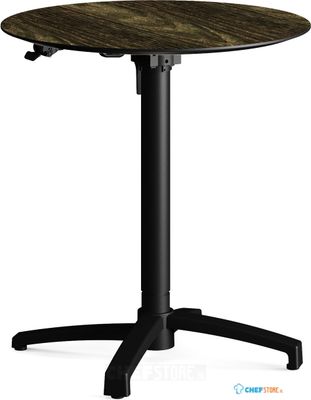 Feros 110101470 X Cross - In hoogte verstelbaar zwart tafelonderstel + Riverwashed Wood HPL Tafelblad Ø70 cm