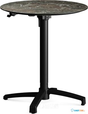 Feros 110101570 X Cross - In hoogte verstelbaar zwart tafelonderstel + Galaxy Marble HPL Tafelblad Ø70 cm