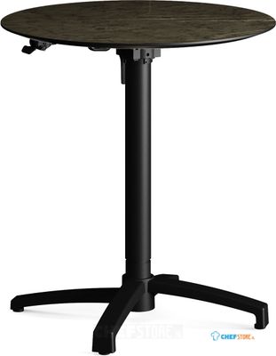 Feros 110101670 X Cross - In hoogte verstelbaar zwart tafelonderstel + Midnight Marble HPL Tafelblad Ø70 cm