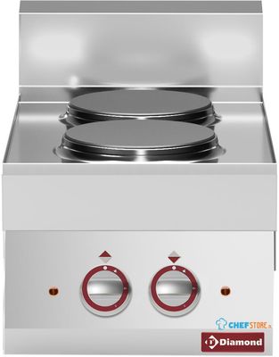 Elektrisch Fornuis 2 Ronde Kookplaten -Top- "Alpha 650" - Diamond E65/2P4T-230V/3-N 1