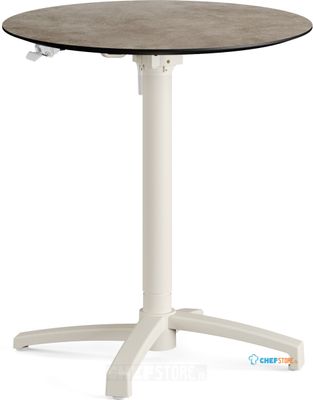 Feros 110151370 X Cross - In hoogte verstelbaar zand tafelonderstel + Moonstone HPL Tafelblad Ø70 cm