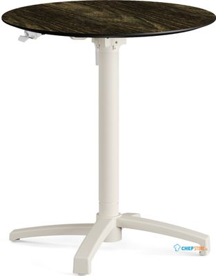 Feros 110151470 X Cross - In hoogte verstelbaar zand tafelonderstel + Riverwashed Wood HPL Tafelblad Ø70 cm